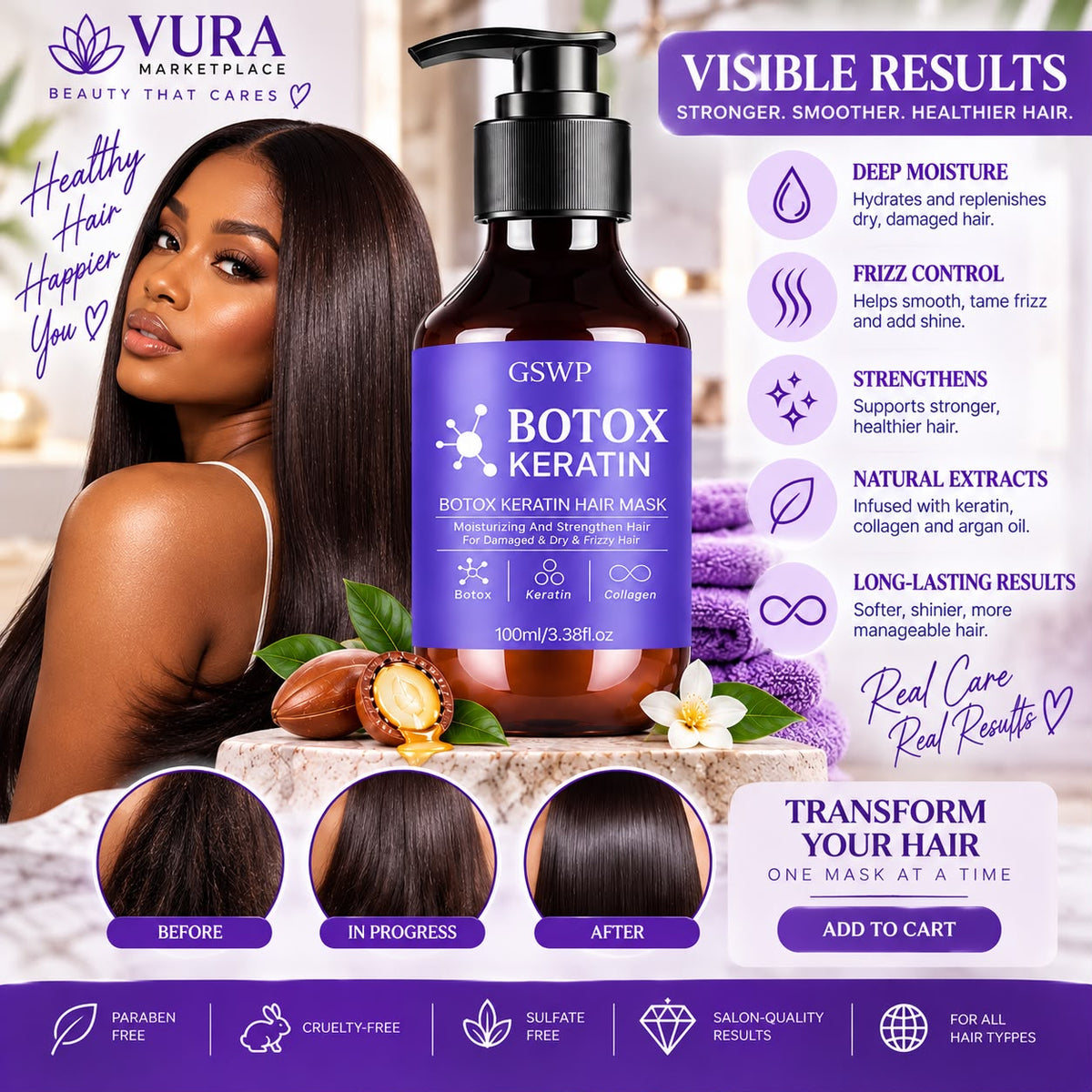 GSWP Botox Keratin Hair Mask – Deep Moisture & Frizz Control