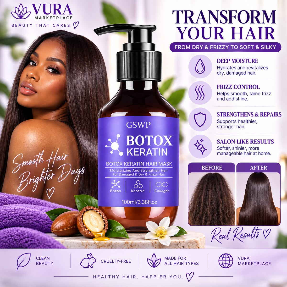 GSWP Botox Keratin Hair Mask – Deep Moisture & Frizz Control