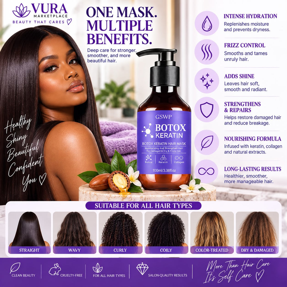 GSWP Botox Keratin Hair Mask – Deep Moisture & Frizz Control